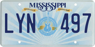 MS license plate LYN497