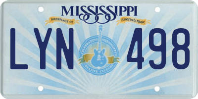 MS license plate LYN498
