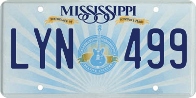 MS license plate LYN499