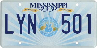 MS license plate LYN501