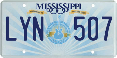 MS license plate LYN507
