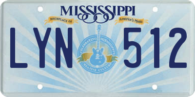 MS license plate LYN512