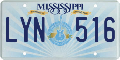 MS license plate LYN516
