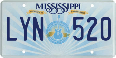 MS license plate LYN520