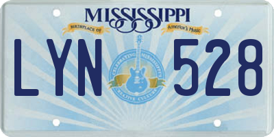 MS license plate LYN528
