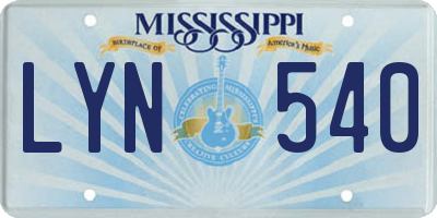 MS license plate LYN540