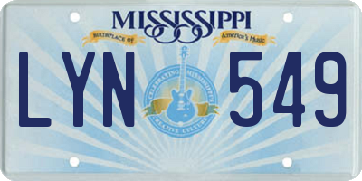 MS license plate LYN549