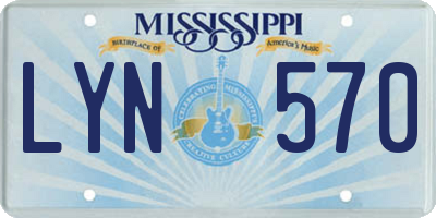 MS license plate LYN570