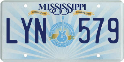 MS license plate LYN579