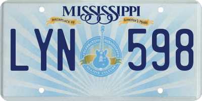 MS license plate LYN598