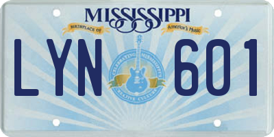 MS license plate LYN601
