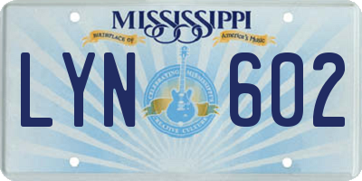 MS license plate LYN602