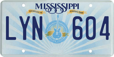 MS license plate LYN604
