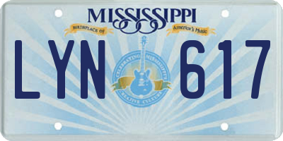 MS license plate LYN617