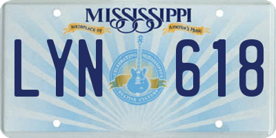 MS license plate LYN618