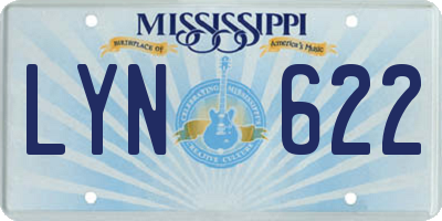MS license plate LYN622