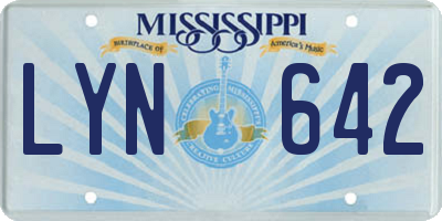 MS license plate LYN642