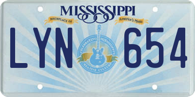 MS license plate LYN654