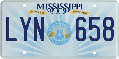 MS license plate LYN658