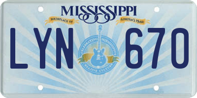 MS license plate LYN670