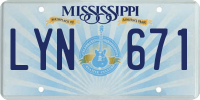 MS license plate LYN671
