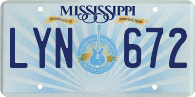 MS license plate LYN672