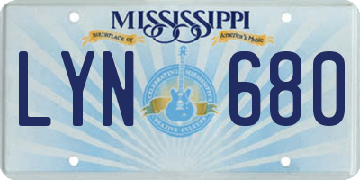 MS license plate LYN680