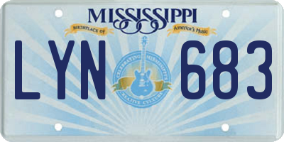 MS license plate LYN683