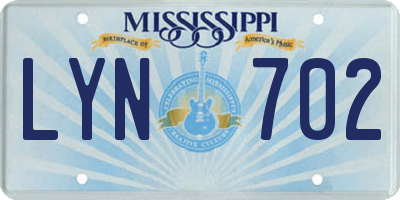 MS license plate LYN702