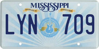 MS license plate LYN709