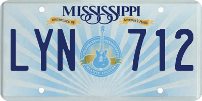 MS license plate LYN712