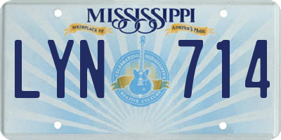 MS license plate LYN714