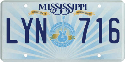MS license plate LYN716