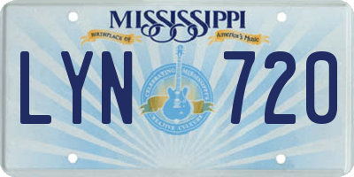MS license plate LYN720