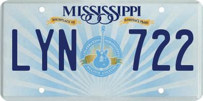 MS license plate LYN722