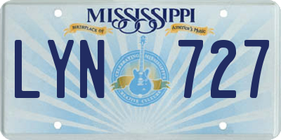MS license plate LYN727