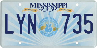MS license plate LYN735
