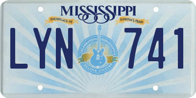 MS license plate LYN741