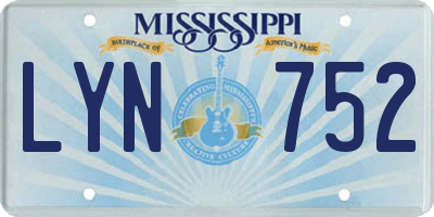 MS license plate LYN752