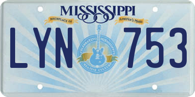 MS license plate LYN753