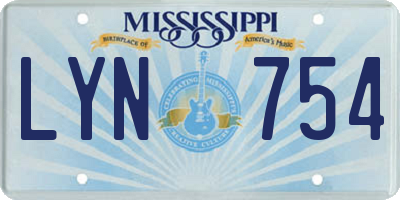 MS license plate LYN754