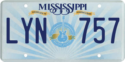 MS license plate LYN757