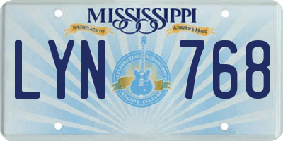 MS license plate LYN768