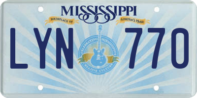MS license plate LYN770