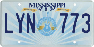MS license plate LYN773