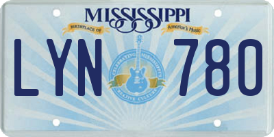 MS license plate LYN780