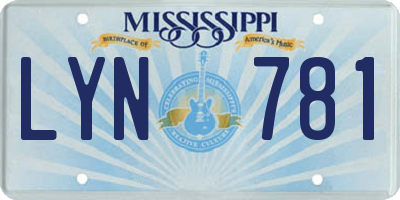 MS license plate LYN781