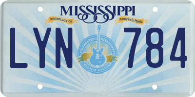 MS license plate LYN784