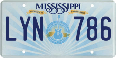 MS license plate LYN786
