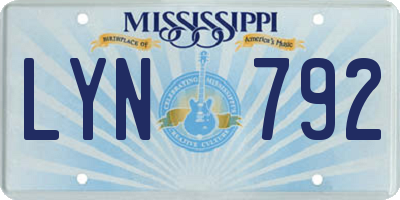 MS license plate LYN792